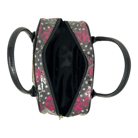 Betsey Johnson Gray and Pink Polka Dot Cosmetic Bag - Picture 6 of 12